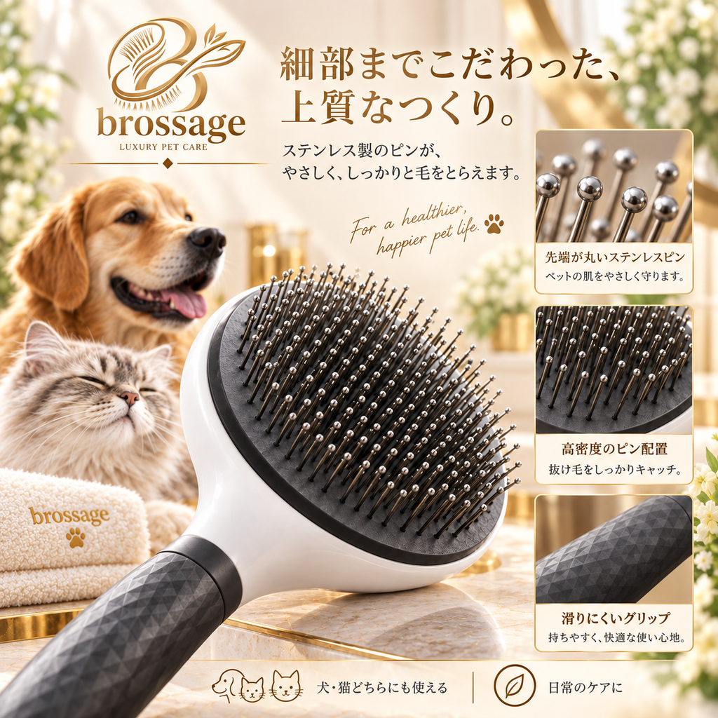 丸い先端のステンレスピンと滑りにくいグリップを備えたヴェルールの詳細